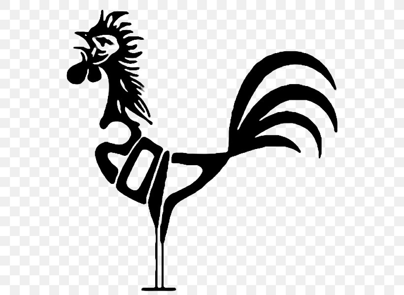Rooster Chicken Chinese New Year, PNG, 600x600px, Rooster, Beak, Bird, Black And White, Chicken Download Free