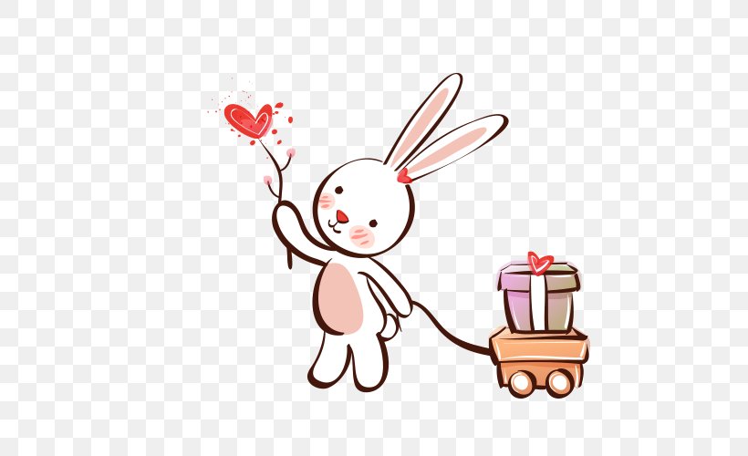 Cartoon Rabbit Cuteness, PNG, 500x500px, Watercolor, Cartoon, Flower, Frame, Heart Download Free