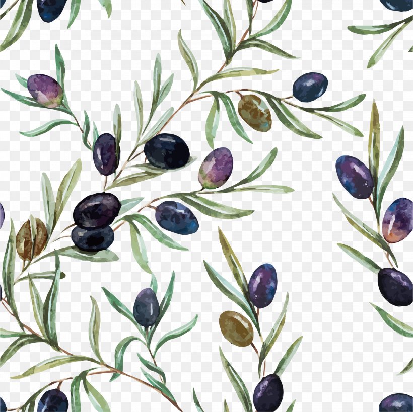 Watercolor Painting Olive Oil Illustration, PNG, 2267x2266px, Watercolor Painting, Art, Bilberry, Branch, Flowering Plant Download Free