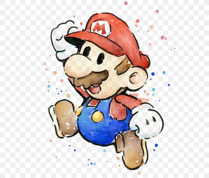 Super Mario Bros. Paper Mario Watercolor Painting, PNG, 567x700px, Super Mario Bros, Art, Artwork, Boos, Cartoon Download Free