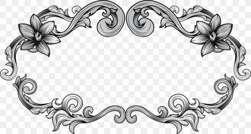 Black And White, PNG, 4919x2641px, Black And White, Artworks, Body Jewelry, Designer, Flower Download Free