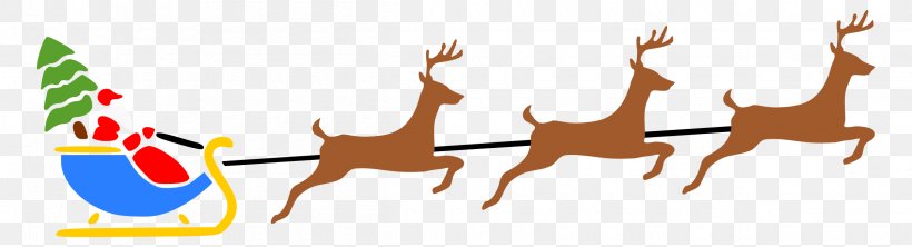 Santa Claus Reindeer Sled Christmas Clip Art, PNG, 2400x651px, Santa Claus, Christmas, Christmas Card, Christmas Gift, Drawing Download Free