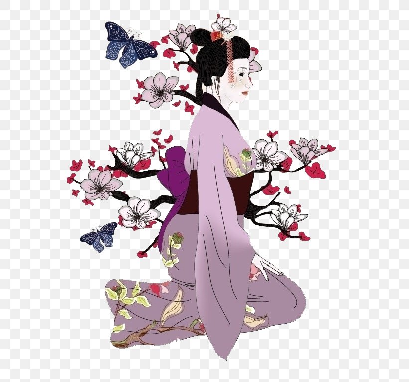 Japan Geisha Drawing Illustration, PNG, 613x766px, Watercolor, Cartoon, Flower, Frame, Heart Download Free