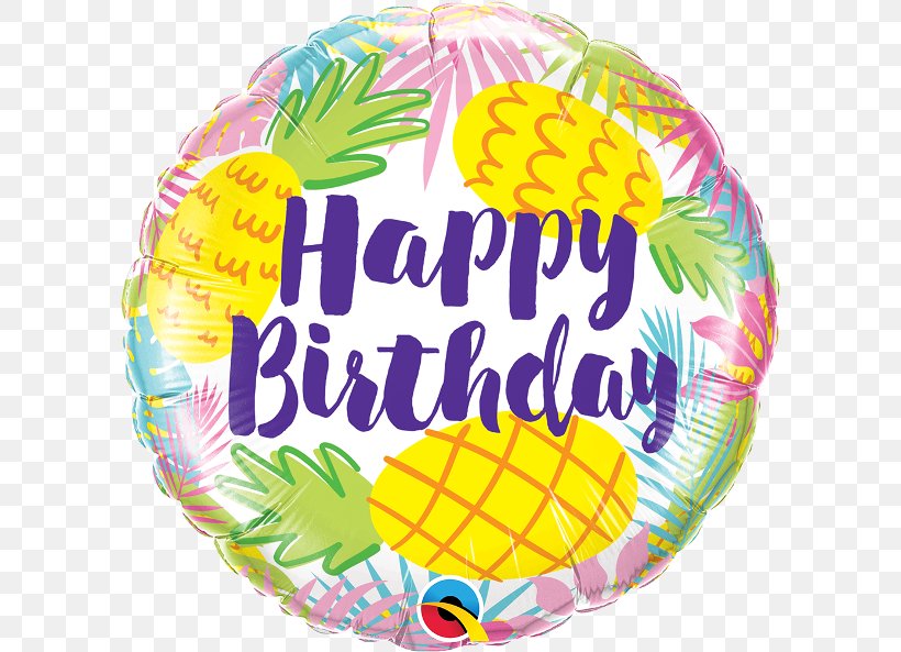Balloon Birthday Party Pineapple Fruit Salad, PNG, 600x593px, Balloon, Birthday, Confetti, Feestversiering, Food Download Free