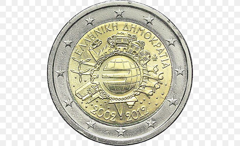 2 Euro Coin Greece Euro Coins, PNG, 500x500px, 2 Euro Coin, 2 Euro Commemorative Coins, Coin, Banknote, Commemorative Coin Download Free