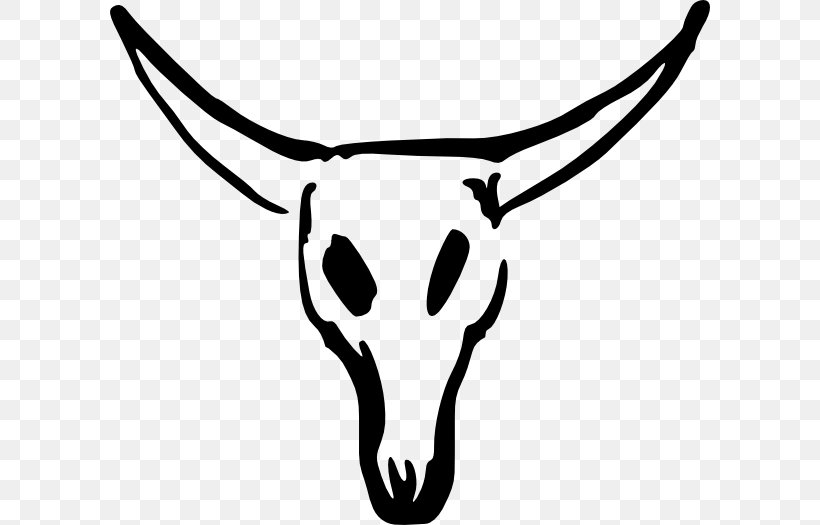 Texas Longhorn Skull Clip Art, PNG, 600x525px, Texas Longhorn, Black, Black And White, Bone, Bull Download Free
