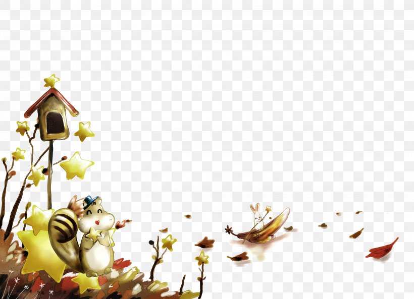 4K Resolution Autumn Illustration, PNG, 3425x2480px, 4k Resolution, Autumn, Cartoon, Drawing, Floral Design Download Free