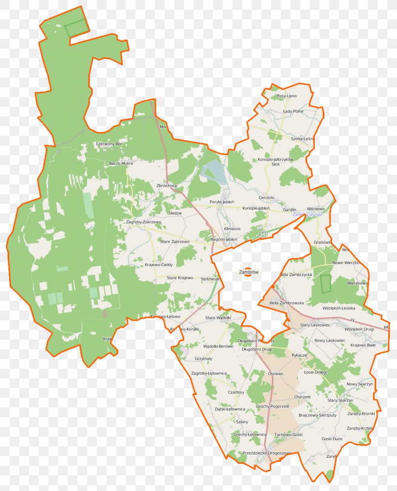 Czerwony Bór, Podlaskie Voivodeship Osowiec, Zambrów County Wiśniewo, Podlaskie Voivodeship Sędziwuje, PNG, 994x1227px, Wikiwand, Area, Map, Podlaskie Voivodeship, Poland Download Free