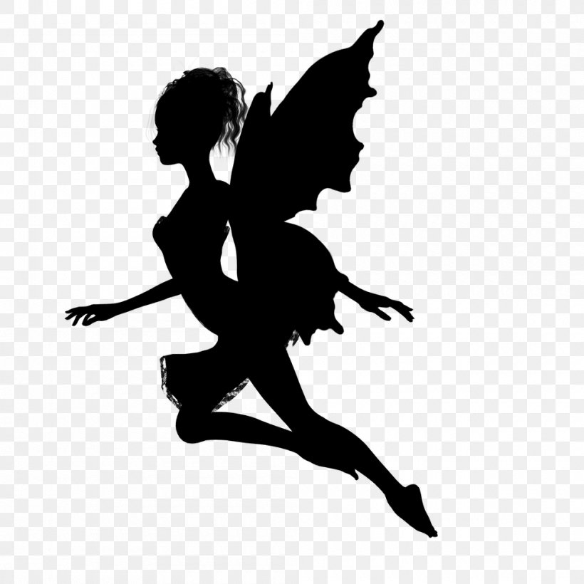 Silhouette Fairy Drawing Stock Photography, PNG, 1000x1000px, Silhouette, Art, Ballet Dancer, Black, Black And White Download Free
