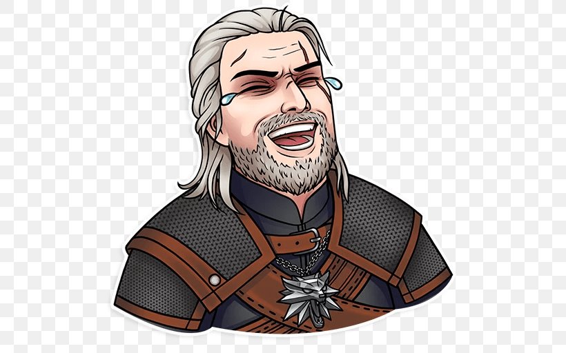 The Witcher Sticker Telegram Fiction Personal Computer, PNG, 512x512px, Witcher, Beard, Cartoon, Character, Facial Hair Download Free