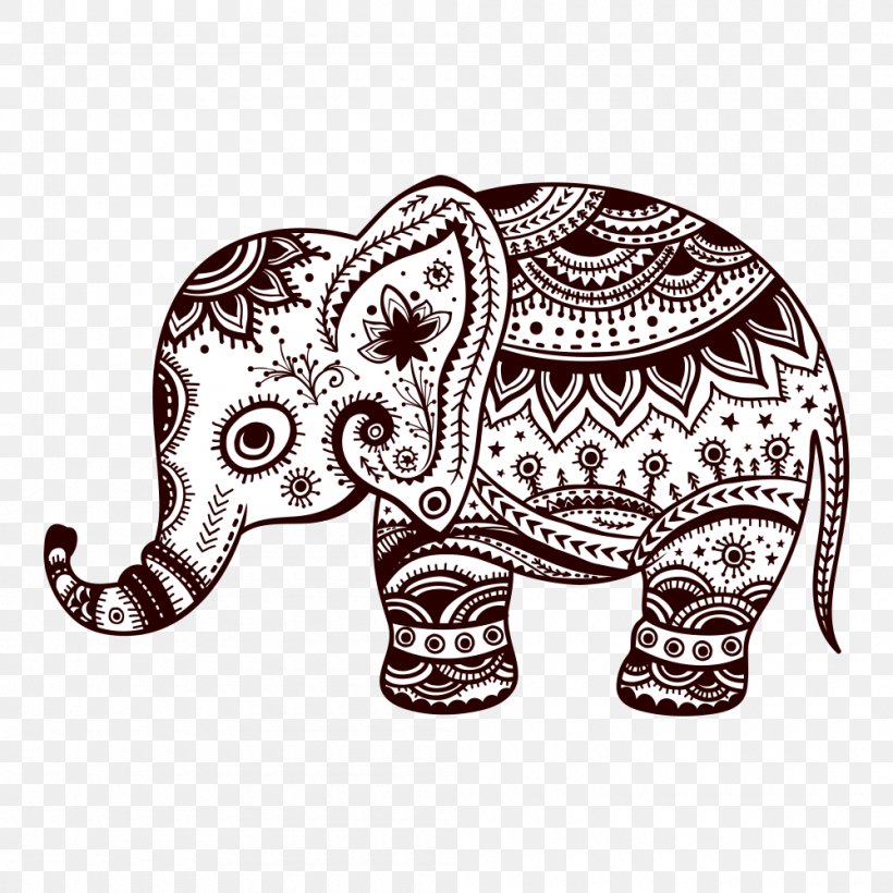 T-shirt Elephant Pillow Blue Bedding, PNG, 1000x1000px, Sticker, African Elephant, Animal, Black And White, Bumper Sticker Download Free