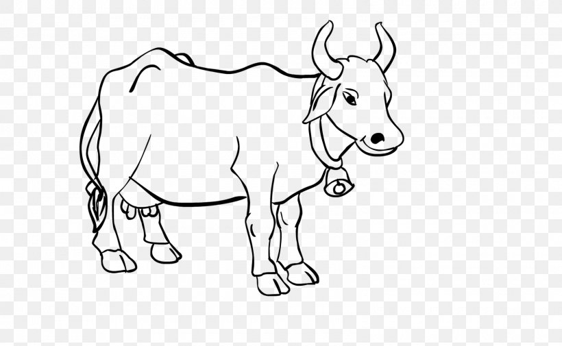 Cattle Line Art Drawing Cartoon, PNG, 1600x987px, Cattle, Animal Figure, Area, Artwork, Black And White Download Free