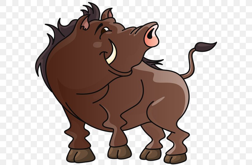Wild Boar Clip Art Image Cartoon Illustration, PNG, 600x538px, Wild Boar, Animal Figure, Animated Cartoon, Art, Boar Download Free