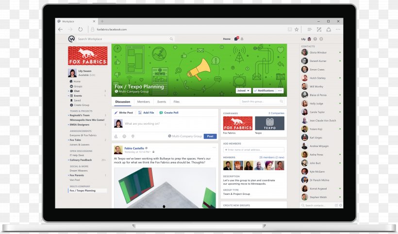 Workplace By Facebook Social Network Facebook, Inc. Organization, PNG, 3720x2200px, Workplace By Facebook, Area, Brand, Communication, Company Download Free