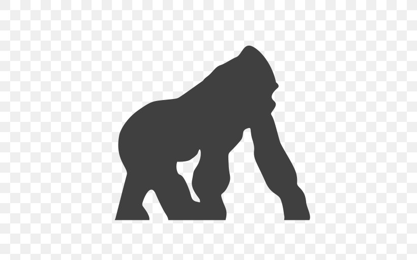 Gorilla Primate African Elephant Endangered Species, PNG, 512x512px, Gorilla, African Elephant, Animal, Ape, Black Download Free