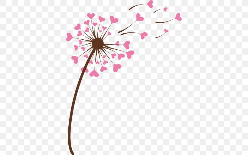 Dandelion Heart Drawing Wall Decal Clip Art, PNG, 512x512px, Dandelion, Blossom, Branch, Cut Flowers, Decal Download Free