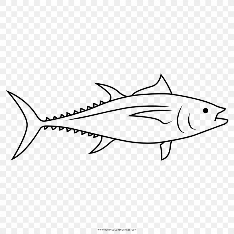 Drawing Coloring Book Black And White Line Art Clip Art, PNG, 1000x1000px, Drawing, Albacore, Artwork, Atlantic Bluefin Tuna, Black And White Download Free