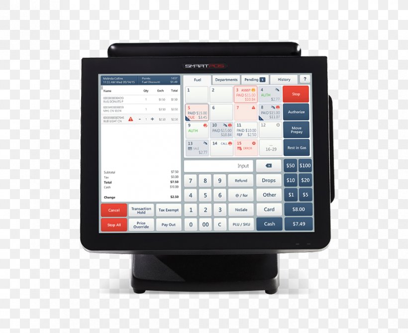 Point Of Sale Retail Display Device Computer Software Sales, PNG, 840x686px, Point Of Sale, Back Office, Barcode Scanners, Cash Register, Cashier Download Free