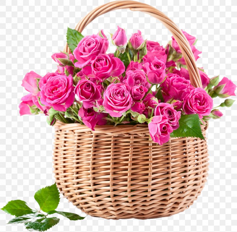 Rose Flower Bouquet Basket Pink Flowers, PNG, 1200x1175px, Rose, Artificial Flower, Basket, Cut Flowers, Floral Design Download Free