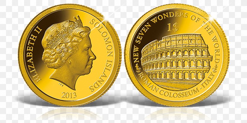 Coin New7Wonders Of The World Colosseum Gold Samlerhuset, PNG, 1000x500px, Coin, Colosseum, Commemorative Coin, Currency, Gold Download Free