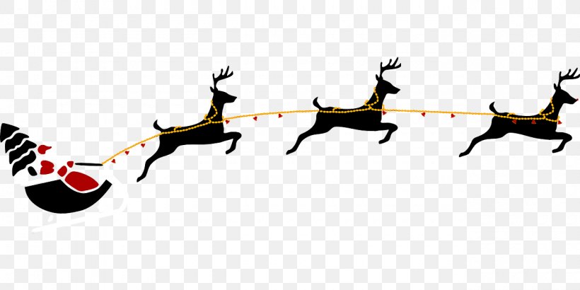 Reindeer Santa Claus Christmas Clip Art, PNG, 1280x640px, Reindeer, Antler, Art, Black And White, Branch Download Free