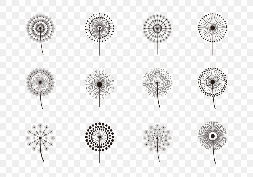 Dandelion Clip Art, PNG, 1400x980px, Dandelion, Autocad Dxf, Black And White, Body Jewelry, Flower Download Free