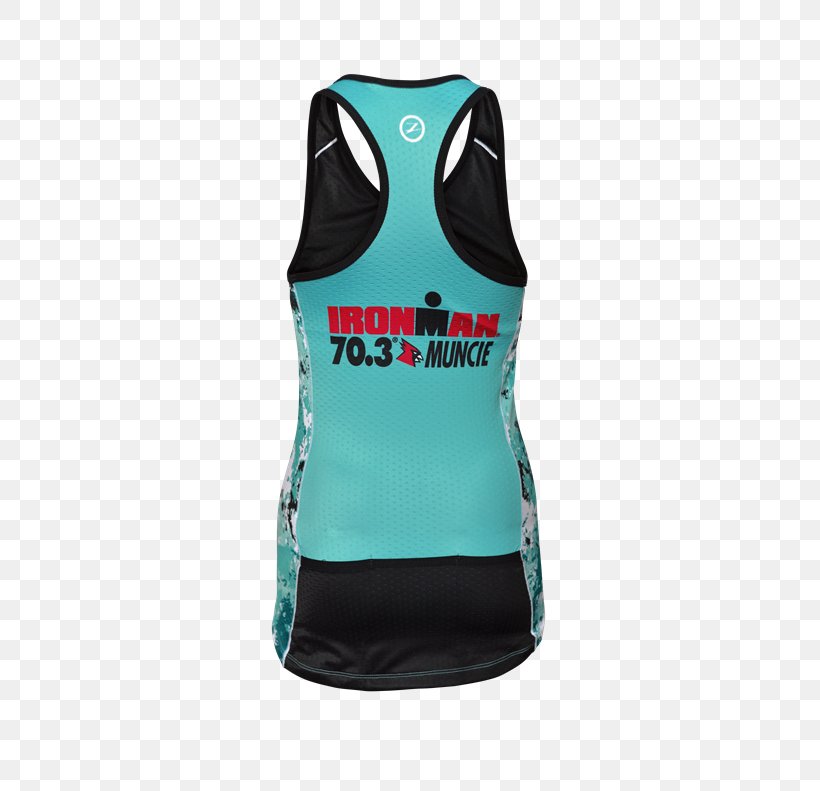 Gilets Ironman 70.3 Sleeveless Shirt, PNG, 528x791px, Gilets, Active Shirt, Active Tank, Aqua, Electric Blue Download Free