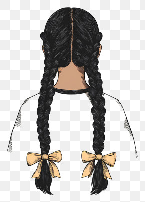 Braided Hair With Bows - Braided Hair With Ribbons PNG