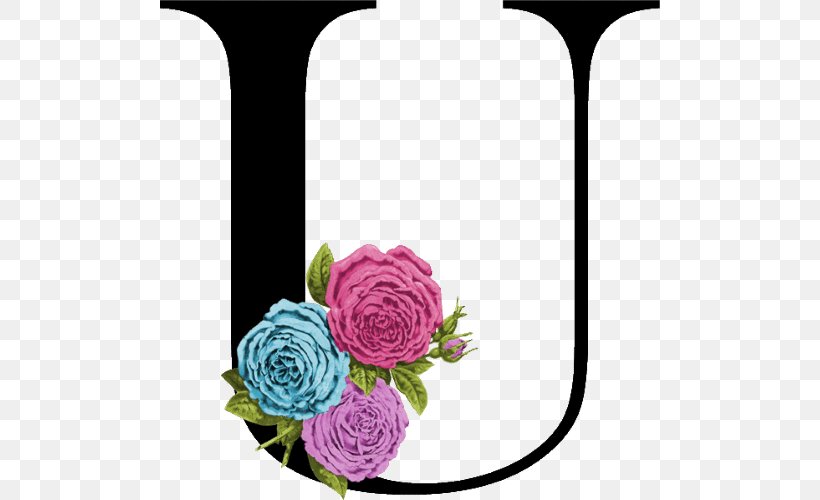 Garden Roses Decorative Letters Floral Design Alphabet, PNG, 500x500px, Garden Roses, Alphabet, Art, Cut Flowers, Decorative Letters Download Free