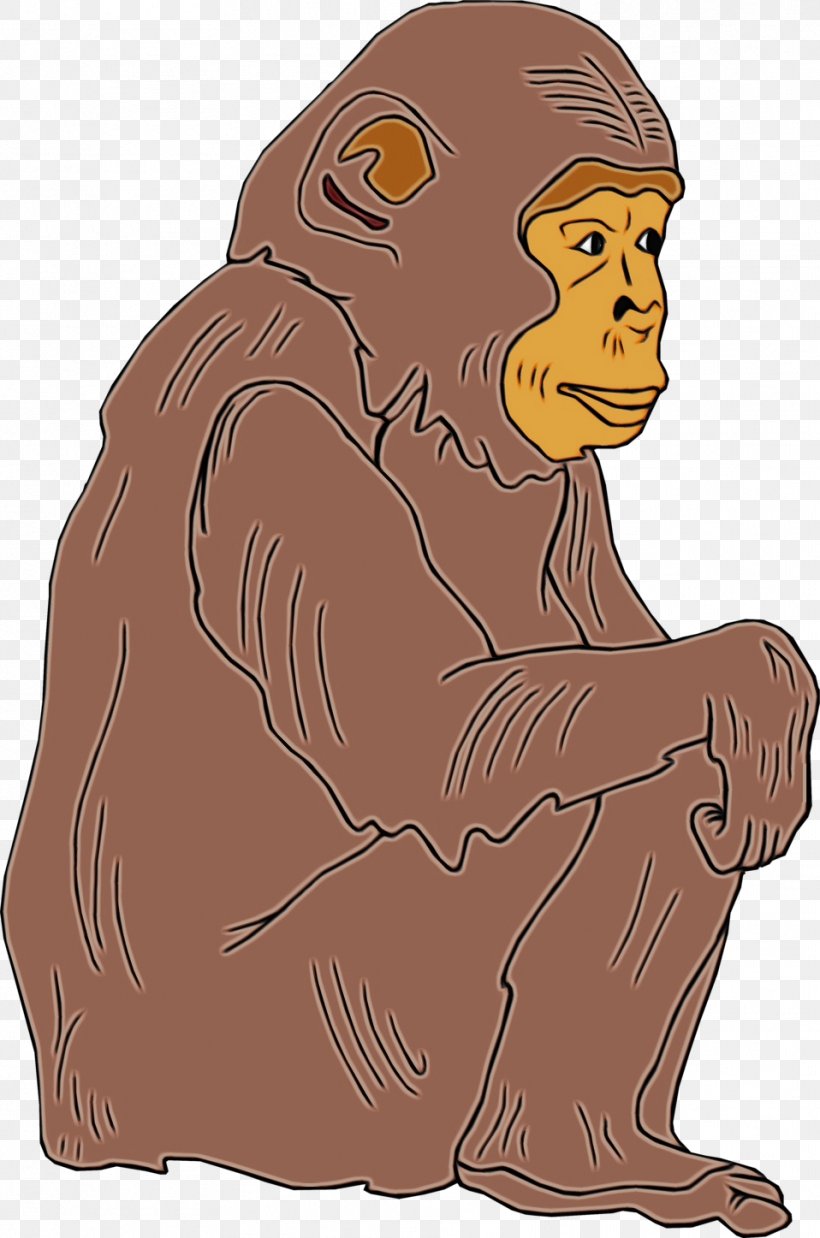 Cartoon Clip Art Old World Monkey Fictional Character Brown Bear, PNG, 958x1447px, Watercolor, Brown Bear, Cartoon, Fictional Character, Old World Monkey Download Free
