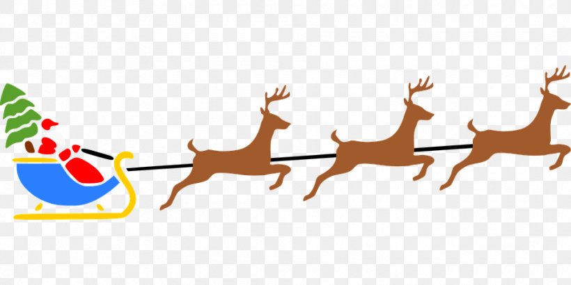 Reindeer Santa Claus Christmas Clip Art, PNG, 960x480px, Reindeer, Animal Figure, Antler, Christmas, Deer Download Free