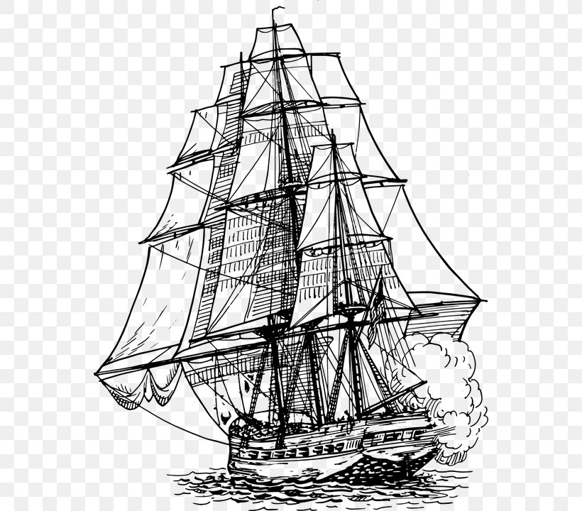 Sailing Ship Drawing Clip Art, PNG, 556x720px, Sailing Ship, Baltimore Clipper, Barque, Barquentine, Black And White Download Free