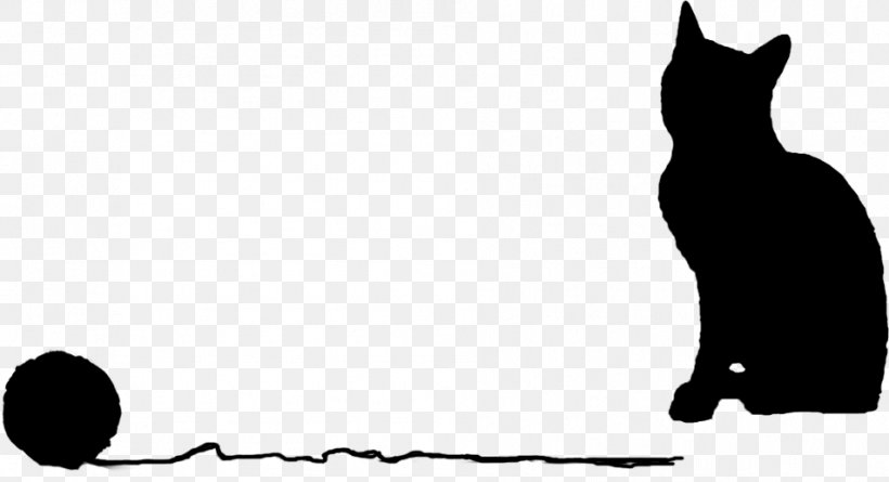Silhouette Cat Yarn Drawing, PNG, 952x517px, Silhouette, Black, Black And White, Black Cat, Carnivoran Download Free