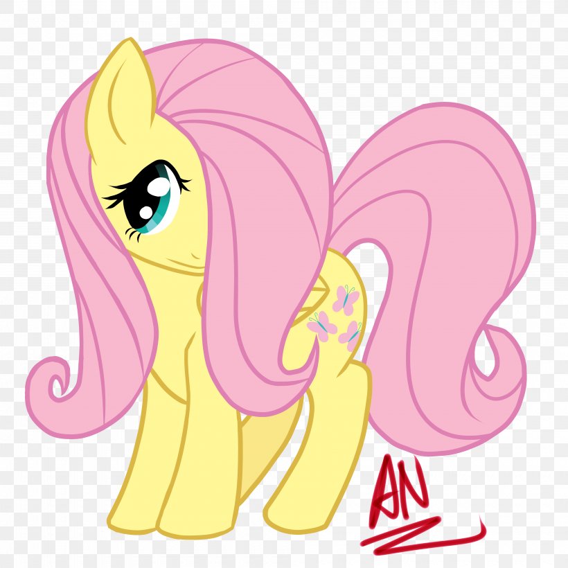 Pony Fluttershy Horse Fan Art, PNG, 4000x4000px, Watercolor, Cartoon, Flower, Frame, Heart Download Free