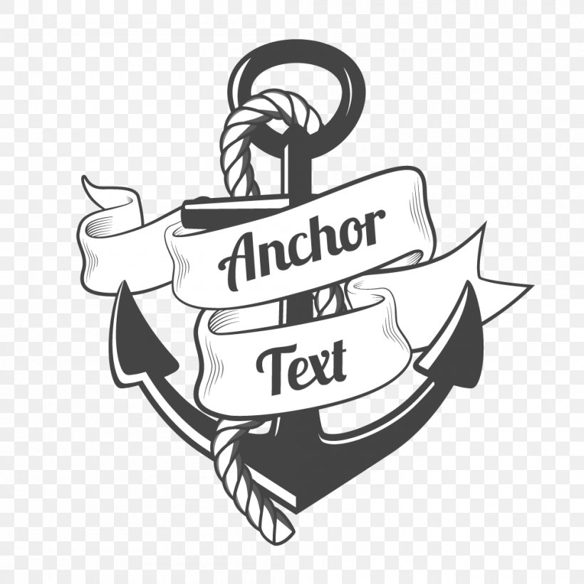 Anchor Ribbon Drawing Clip Art, PNG, 1000x1000px, Anchor, Art, Banner, Black And White, Brand Download Free