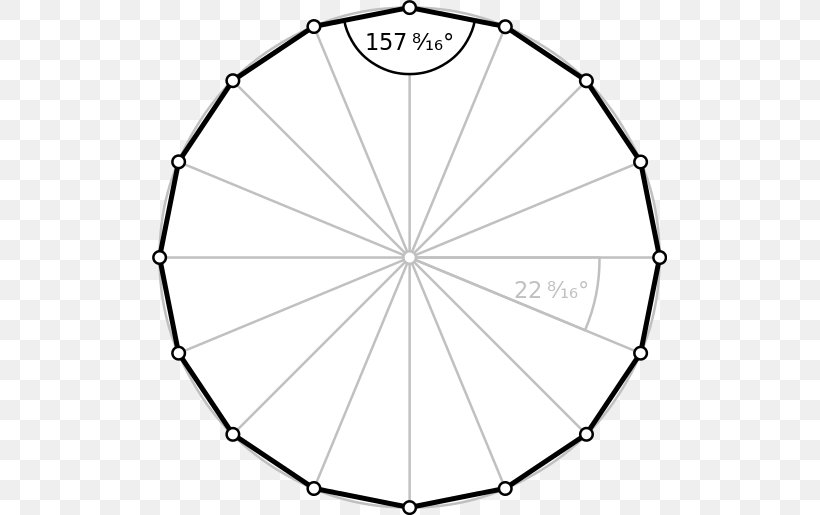 Regular Polygon Octadecagon Nonagon Hendecagon, PNG, 515x515px, Regular Polygon, Area, Bicycle Part, Bicycle Wheel, Black And White Download Free