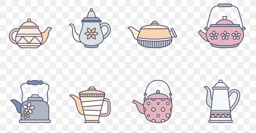 Teapot Illustration Vector Graphics Euclidean Vector, PNG, 2500x1303px, Tea, Black Tea, Brand, Bubble Tea, Kettle Download Free