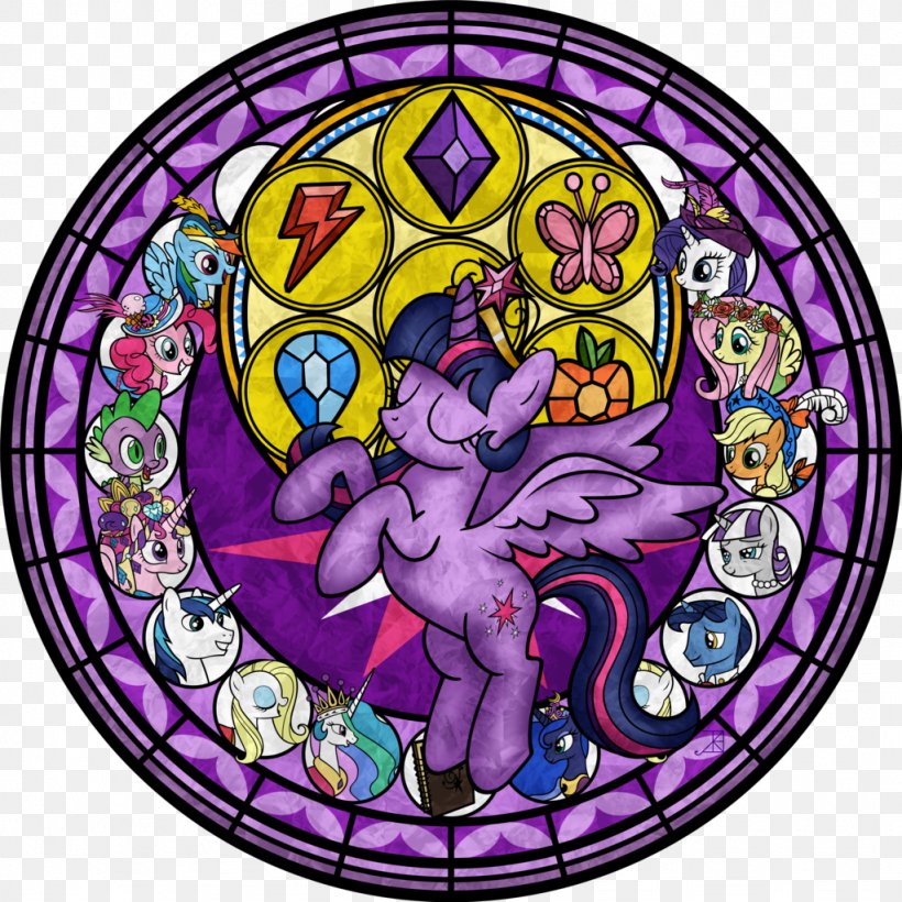 Twilight Sparkle Window Princess Luna Stained Glass Sunset Shimmer, PNG, 1024x1024px, Twilight Sparkle, Art, Equestria, Fictional Character, Glass Download Free