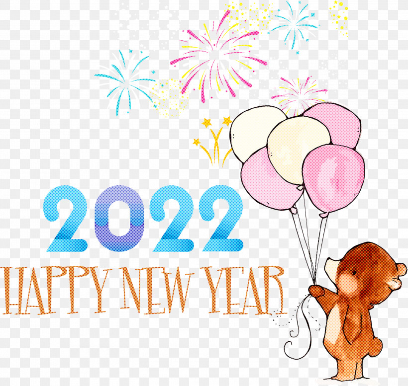 2022 New Year 2022 Happy New Year 2022, PNG, 3000x2846px, Greeting Card, Balloon, Behavior, Biology, Cartoon Download Free