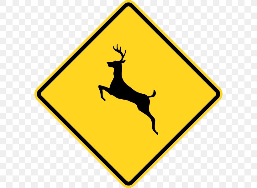 Warning Sign White-tailed Deer Traffic Sign, PNG, 600x600px, Warning Sign, Area, Brand, Deer, Highway Download Free