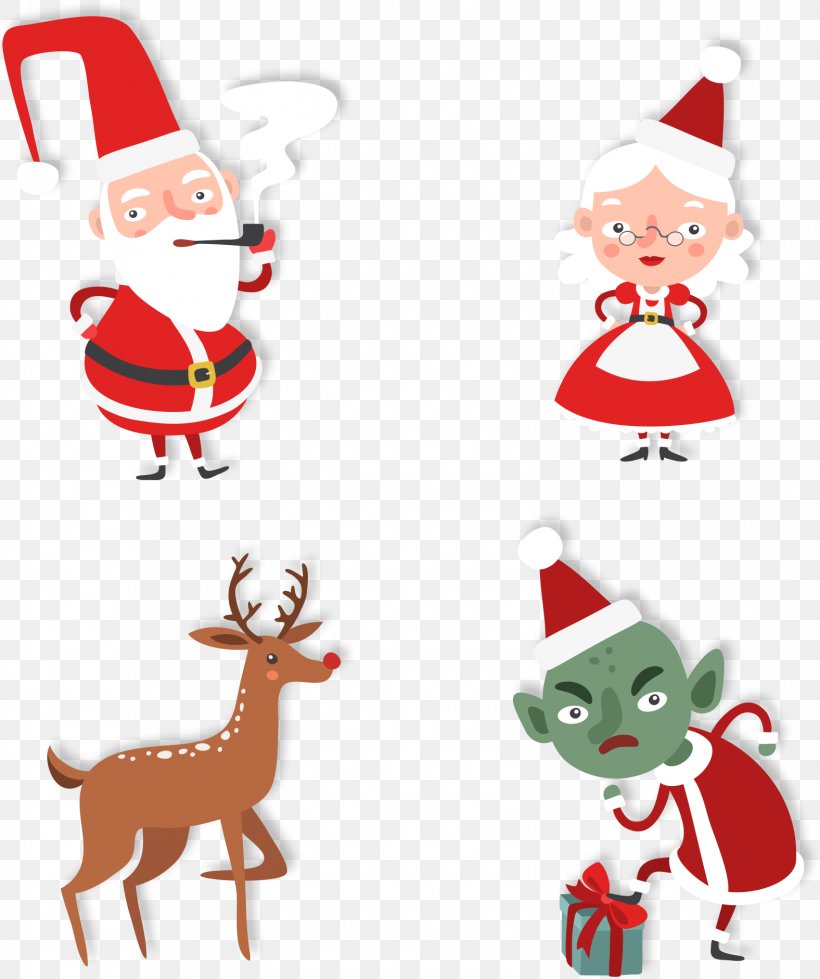 Santa Claus Reindeer Christmas Ornament Clip Art, PNG, 1576x1882px, Watercolor, Cartoon, Flower, Frame, Heart Download Free