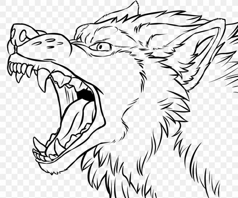 Line Art Gray Wolf Snarl Drawing Growling, PNG, 1024x853px, Line Art