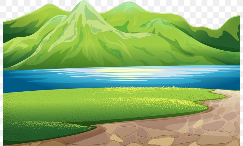 Green Mountains Green Mountain Lake Illustration, PNG, 800x494px, Green Mountains, Ecosystem, Grass, Green, Landscape Download Free