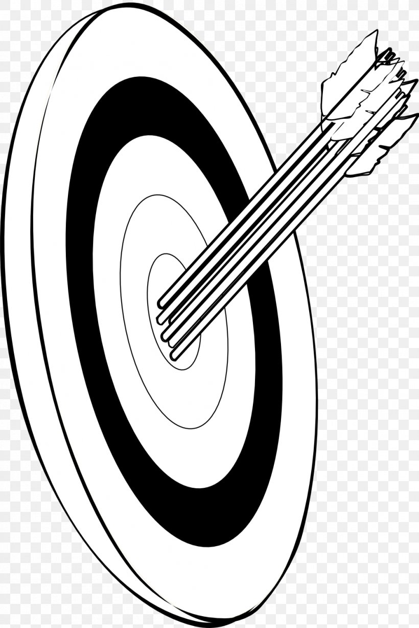 Black And White Shooting Target Archery Arrow Clip Art, PNG, 999x1496px, Watercolor, Cartoon, Flower, Frame, Heart Download Free