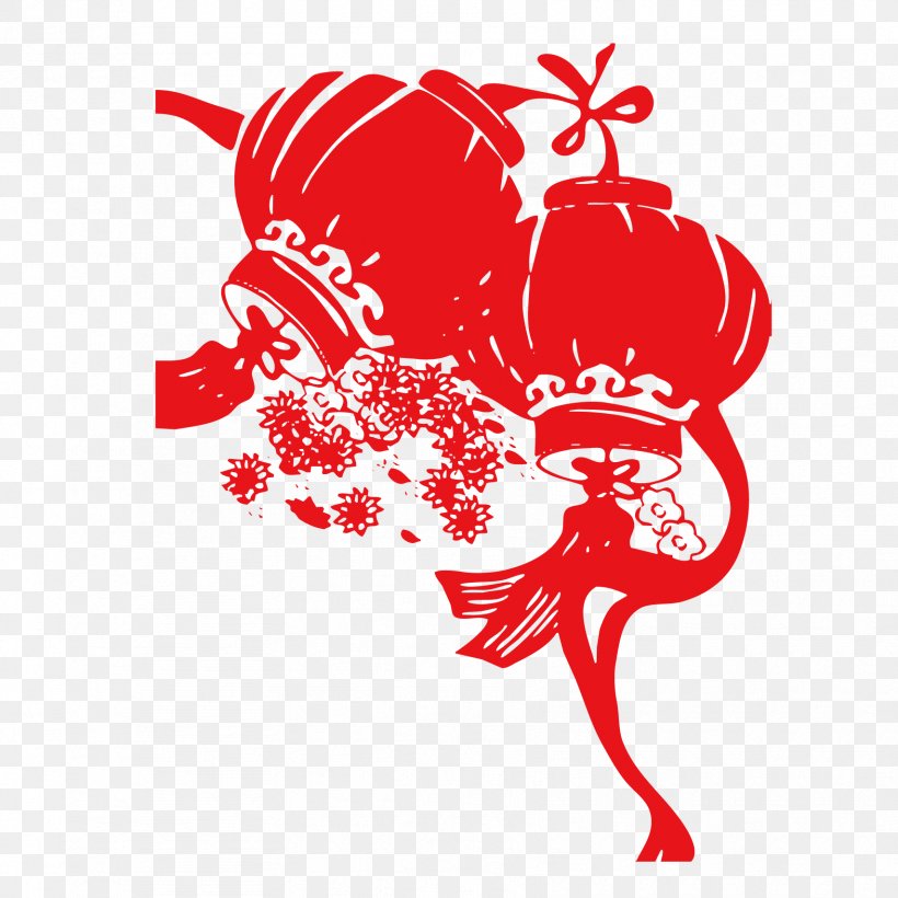 Chinese New Year Fu Lantern Papercutting, PNG, 1708x1708px, Watercolor, Cartoon, Flower, Frame, Heart Download Free