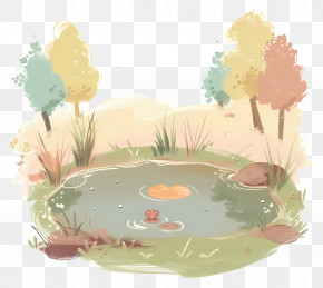 Mud Pond - Beautiful Pond With Trees PNG