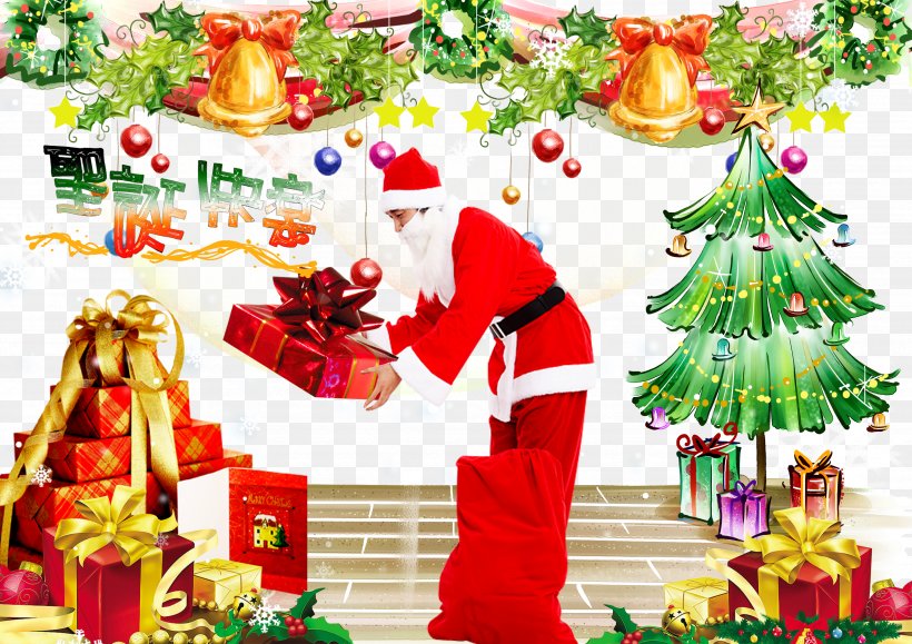 Santa Claus Christmas Tree Gift Gratis, PNG, 3508x2480px, Santa Claus, Art, Birthday, Christmas, Christmas Decoration Download Free