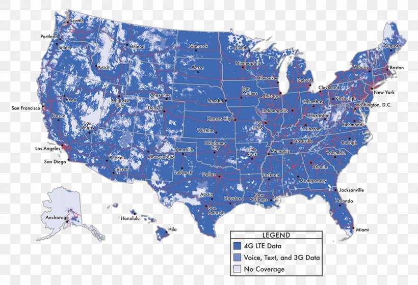 Coverage Map Verizon Wireless Mobile Phones T-Mobile, PNG, 1000x684px, Coverage, Area, Att, Att Mobility, Coverage Map Download Free