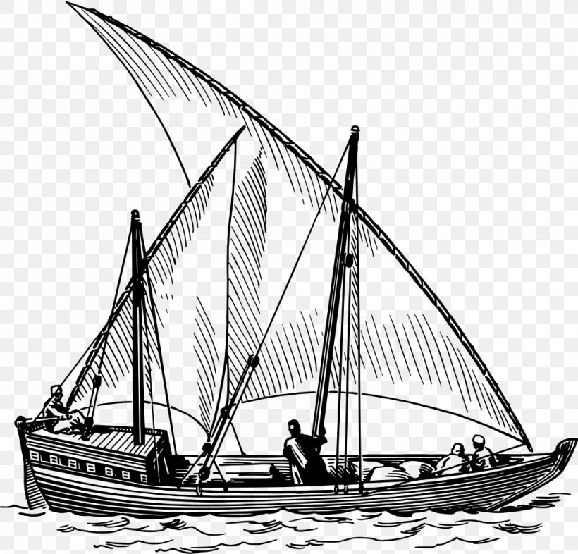 Dhow Ship Sail Clip Art, PNG, 1000x959px, Dhow, Baltimore Clipper, Barque, Barquentine, Black And White Download Free