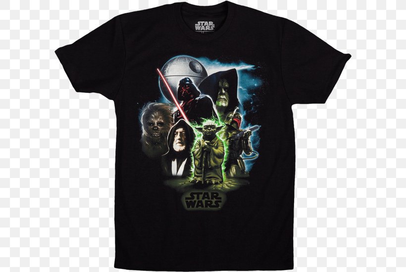 T-shirt Yoda Anakin Skywalker Stormtrooper Obi-Wan Kenobi, PNG, 600x550px, Tshirt, Anakin Skywalker, Black, Boba Fett, Brand Download Free